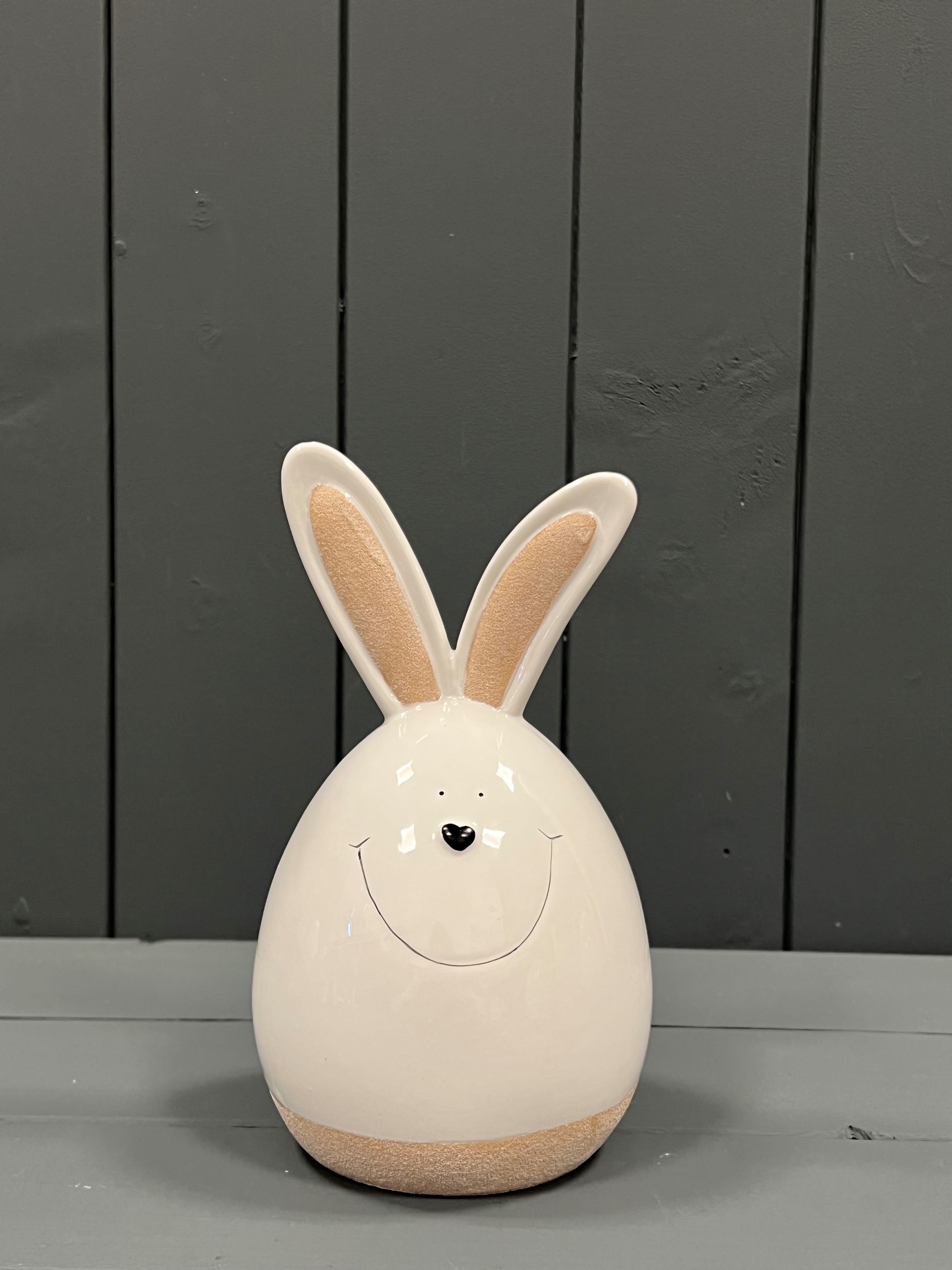Medium Round Ceramic White Rabbit Ornament detail page